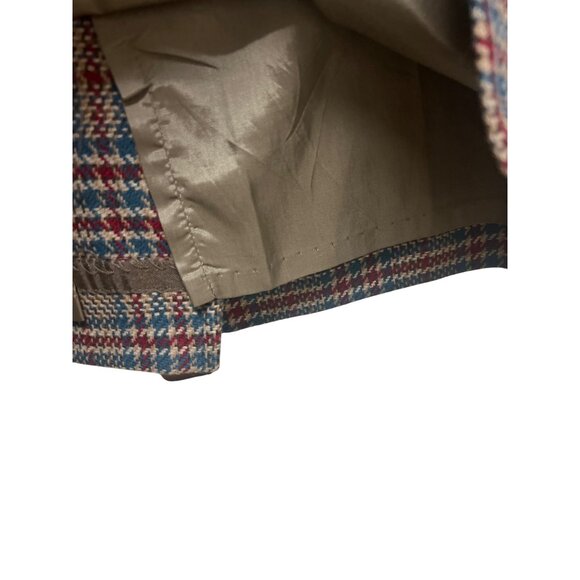 Pendleton Vintage 90's Blue, Brown & Red Plaid Wool Pencil Skirt - Picture 3 of 7